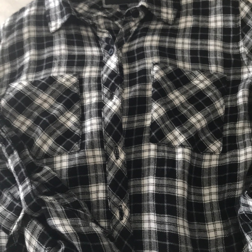 Rails Flannel Button Down Crop Top - image 4